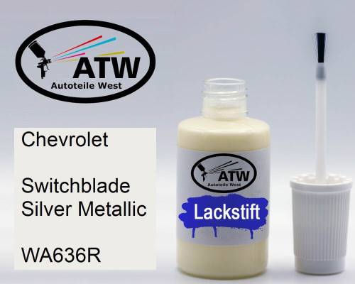 Chevrolet, Switchblade Silver Metallic, WA636R: 20ml Lackstift, von ATW Autoteile West.